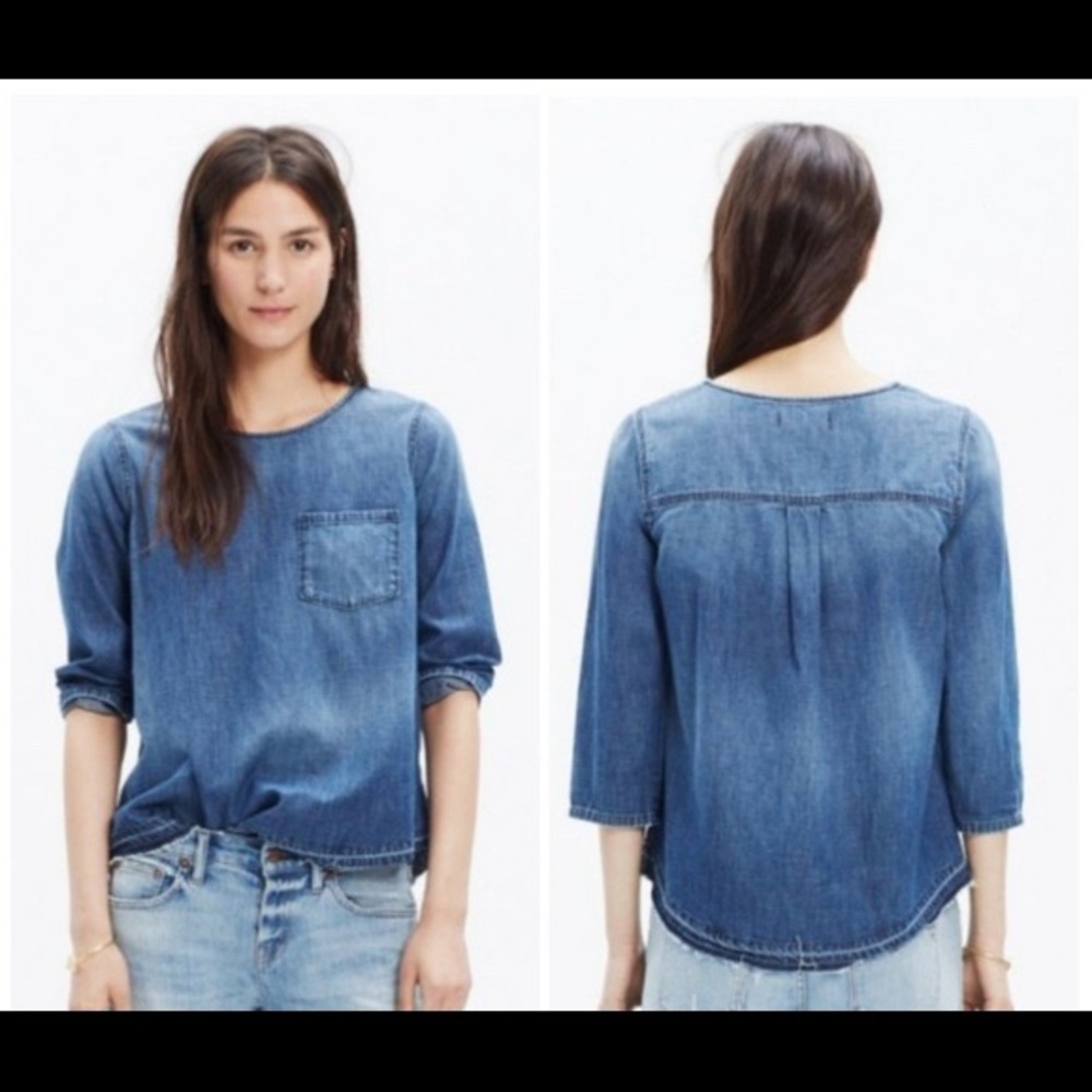 Madewell Denim 3/4 Sleeve Blouse